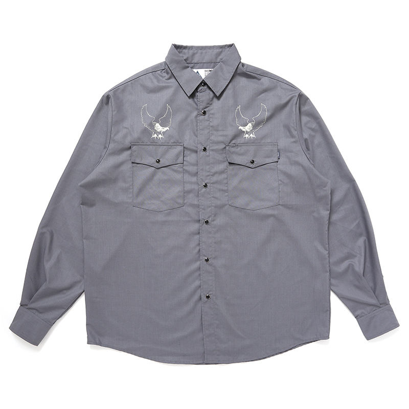 画像: CHALLENGER/OVAL EAGLE PRINTED SHIRT（CHARCOAL GRAY）［オーバルイーグルシャツ-24秋冬］