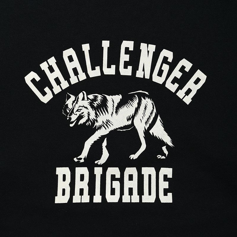 画像: CHALLENGER/WOLF COLLEGE C/N SWEAT（BLACK）［クルーネックスウェット-24秋冬］