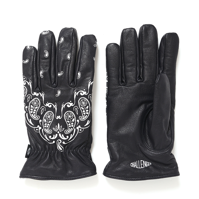 画像: CHALLENGER/BANDANA LEATHER GLOVE（BLACK）［バンダナレザーグローブ-24秋冬］