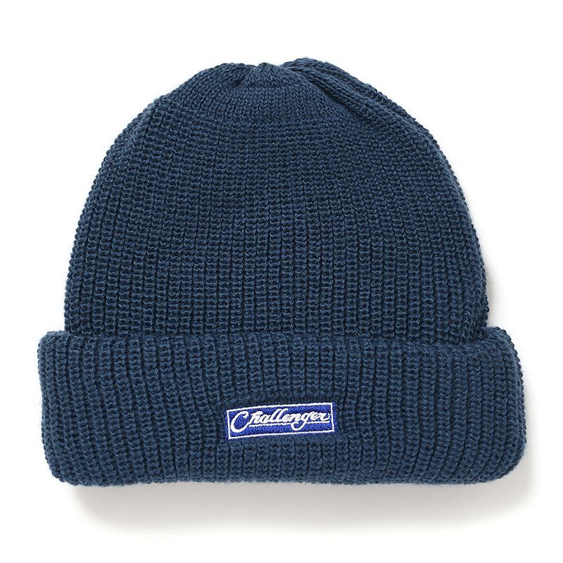 画像1: CHALLENGER/BAR LOGO KNIT CAP（DARK BLUE）［バーロゴニットキャップ-24秋冬］ (1)