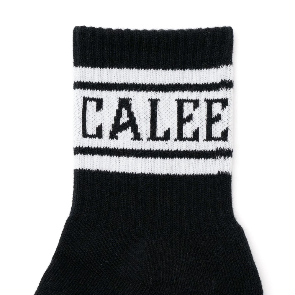 画像: CALEE/JACQUARD PILE LINE SOCKS（BLACK/BLACK）［ラインソックス-24春夏］