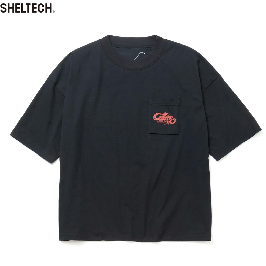 画像: CALEE/× SHELTECH CL SNAKE LOGO DROP SHOULDER TEE（BLACK）［ドロップショルダーポケT-24春夏］