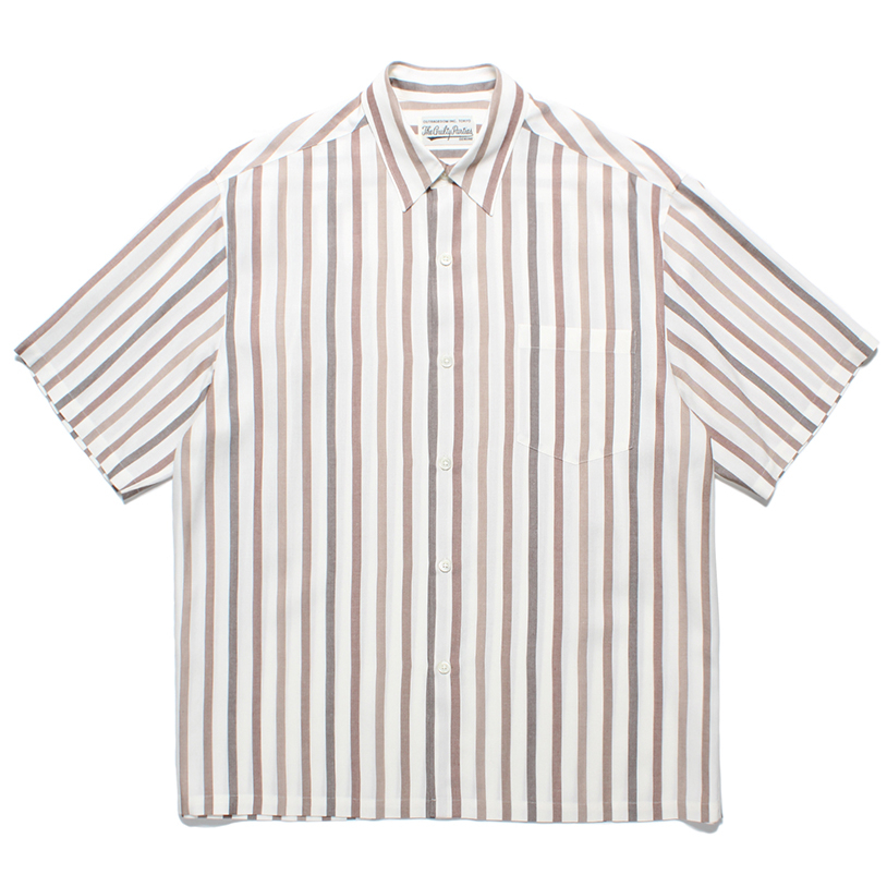 画像: WACKO MARIA/STRIPED REGULAR COLLAR SHIRT（WHITE）［ストライプオープンカラーシャツ-24春夏］