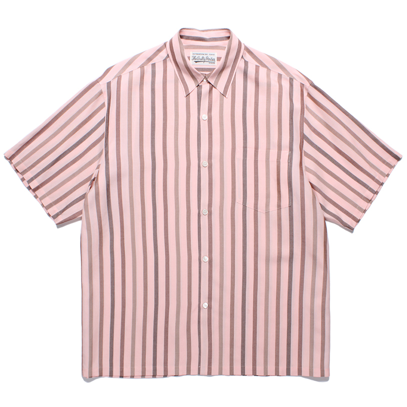WACKO MARIA/STRIPED REGULAR COLLAR SHIRT（PINK）［ストライプオープンカラーシャツ-24春夏］ - JONAS