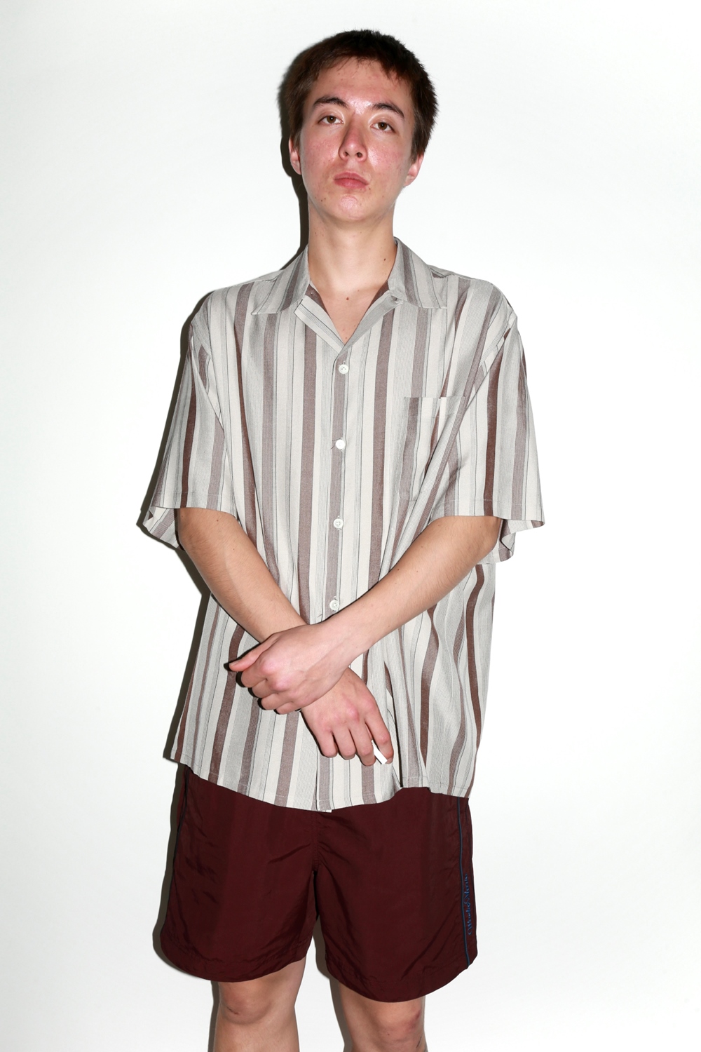 画像: WACKO MARIA/STRIPED OPEN COLLAR SHIRT（GRAY）［ストライプオープンカラーシャツ-24春夏］