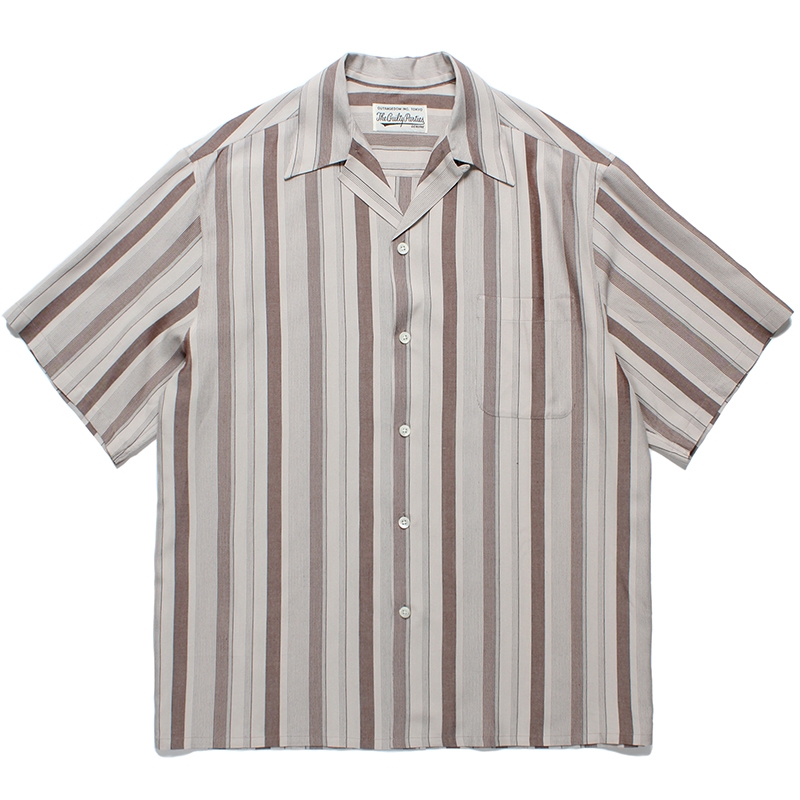 画像: WACKO MARIA/STRIPED OPEN COLLAR SHIRT（GRAY）［ストライプオープンカラーシャツ-24春夏］