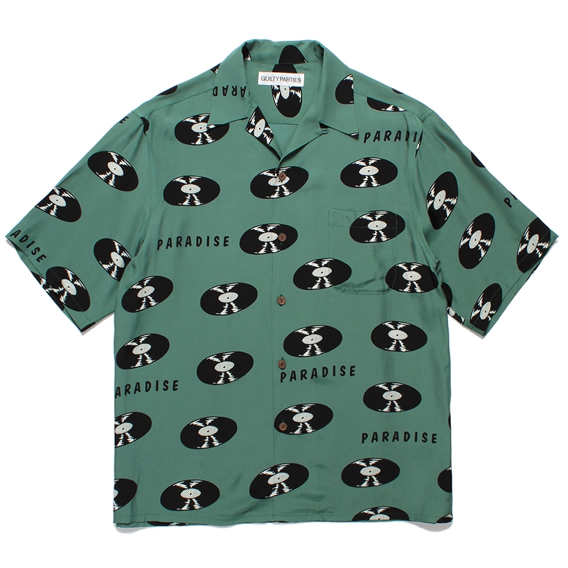 画像: WACKO MARIA/RECORDS HAWAIIAN SHIRT（GREEN）［レコードハワイアンシャツ-24春夏］