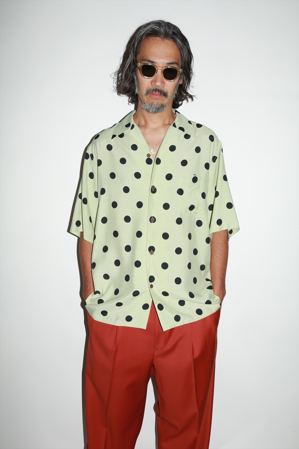 画像: WACKO MARIA/DOTS OPEN COLLAR SHIRT（MINT）［ドットオープンカラーシャツ-24春夏］