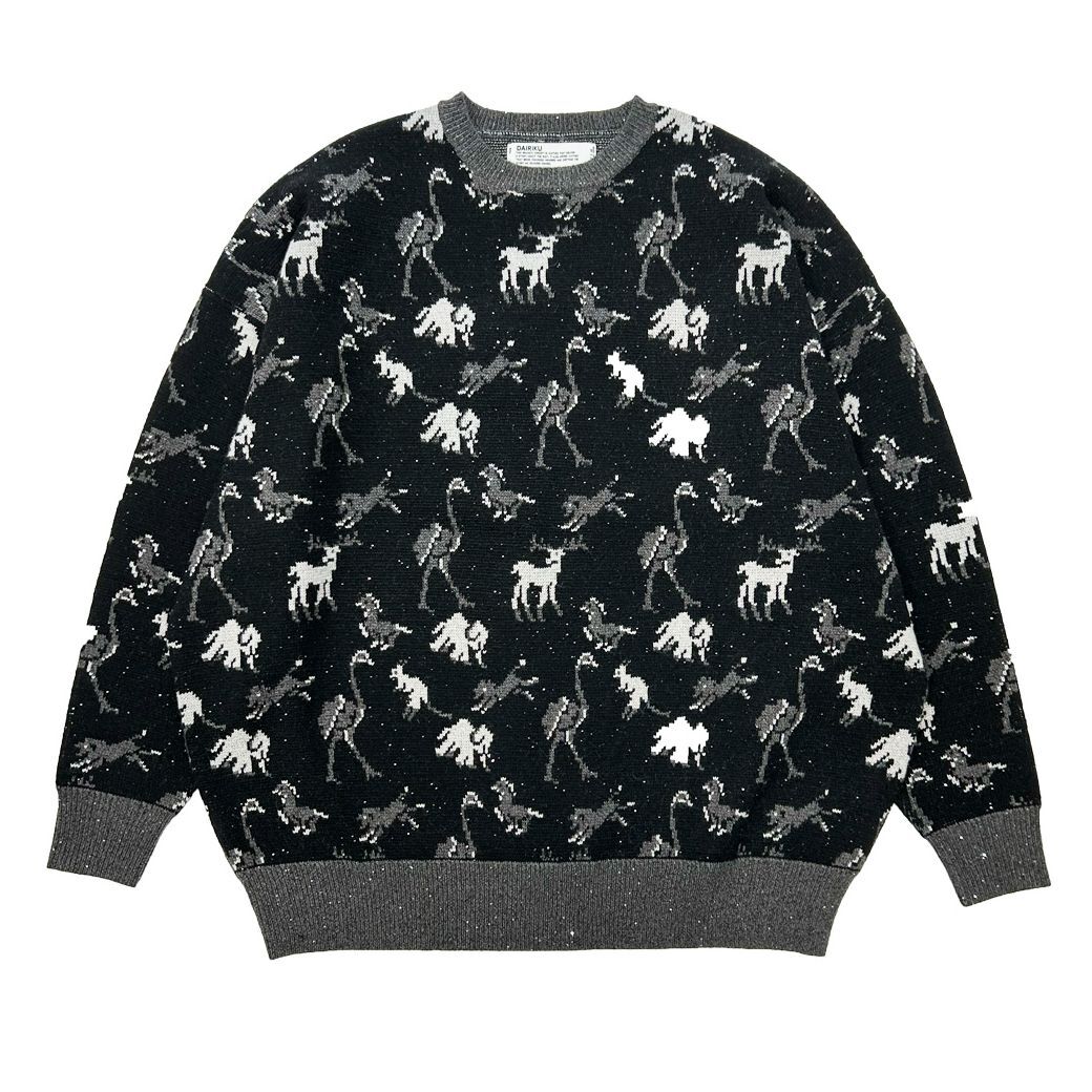 画像1: DAIRIKU/"ZOO" Oversized Pullover Knit（Black）［オーバーサイズニット-24秋冬］ (1)