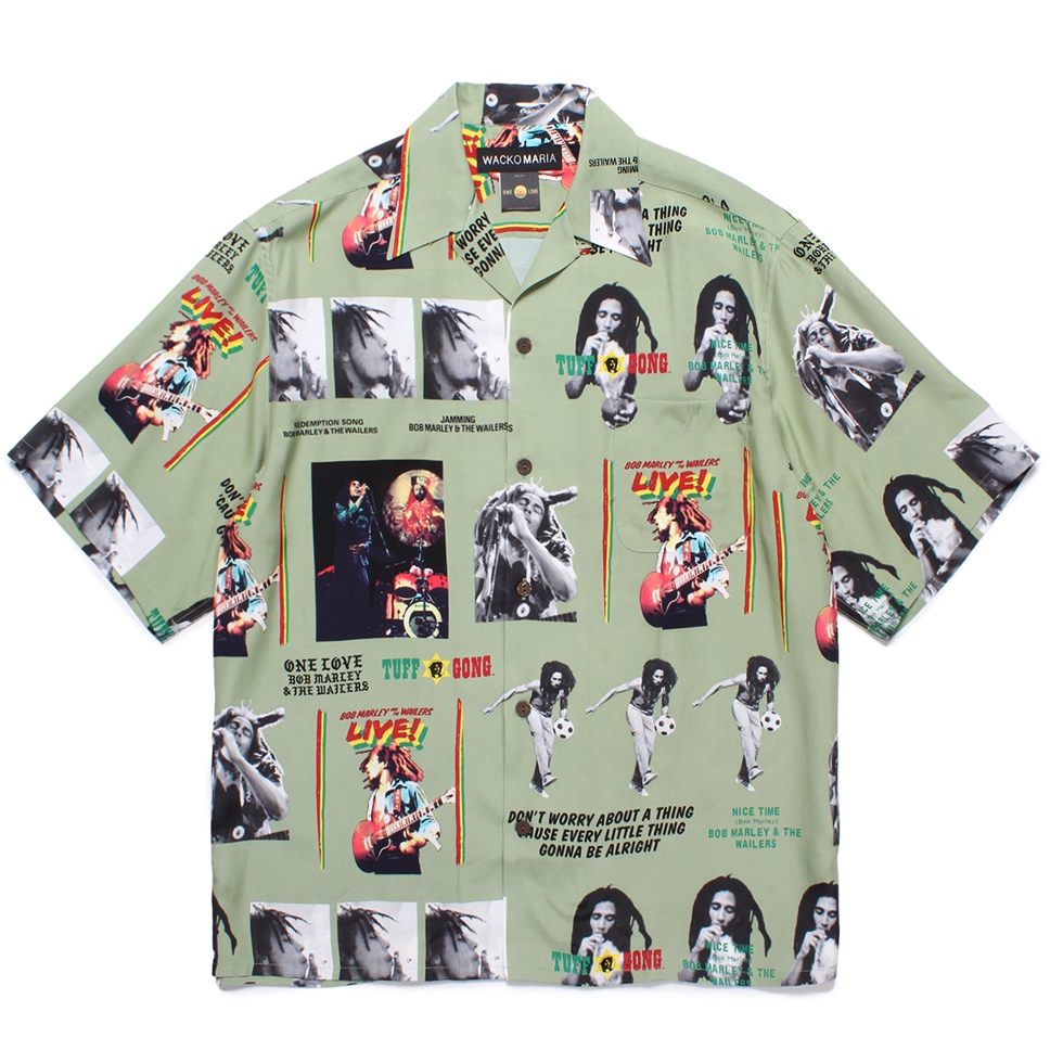 画像: WACKO MARIA/BOB MARLEY / HAWAIIAN SHIRT（GREEN）［ハワイアンシャツ-24秋冬］