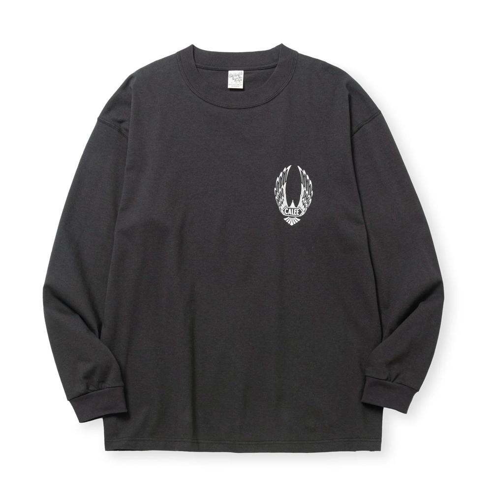 画像: CALEE/VINTAGE TYPE WING LOGO L/S TEE ＜NATURALLY PAINT DESIGN＞（CHARCOAL）［プリント長袖T-24秋冬］