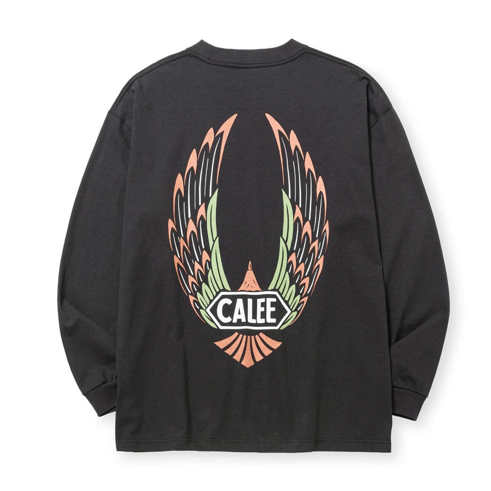 画像: CALEE/VINTAGE TYPE WING LOGO L/S TEE ＜NATURALLY PAINT DESIGN＞（CHARCOAL）［プリント長袖T-24秋冬］