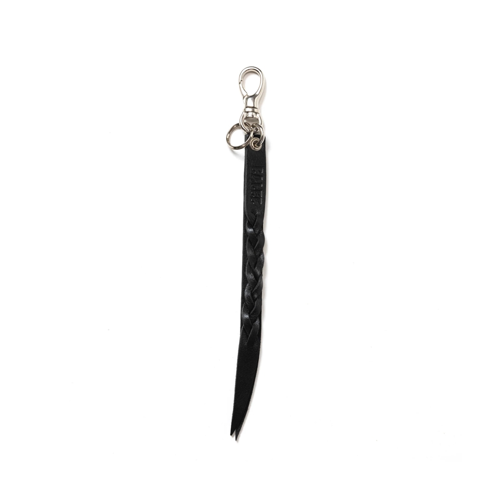 画像: CALEE/STUDS & KNITTING LEATHER SHORT KEY RING（BLACK）［レザーショートキーリング-24秋冬］