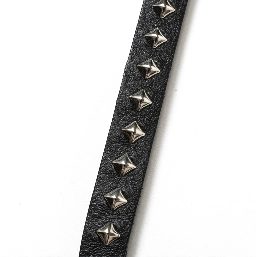 画像: CALEE/STUDS & KNITTING LEATHER SHORT KEY RING（BLACK）［レザーショートキーリング-24秋冬］