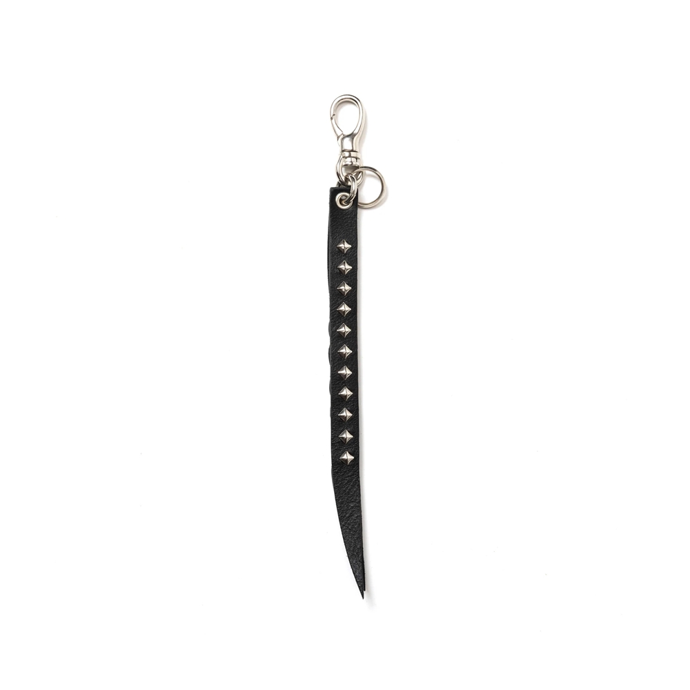 画像: CALEE/STUDS & KNITTING LEATHER SHORT KEY RING（BLACK）［レザーショートキーリング-24秋冬］