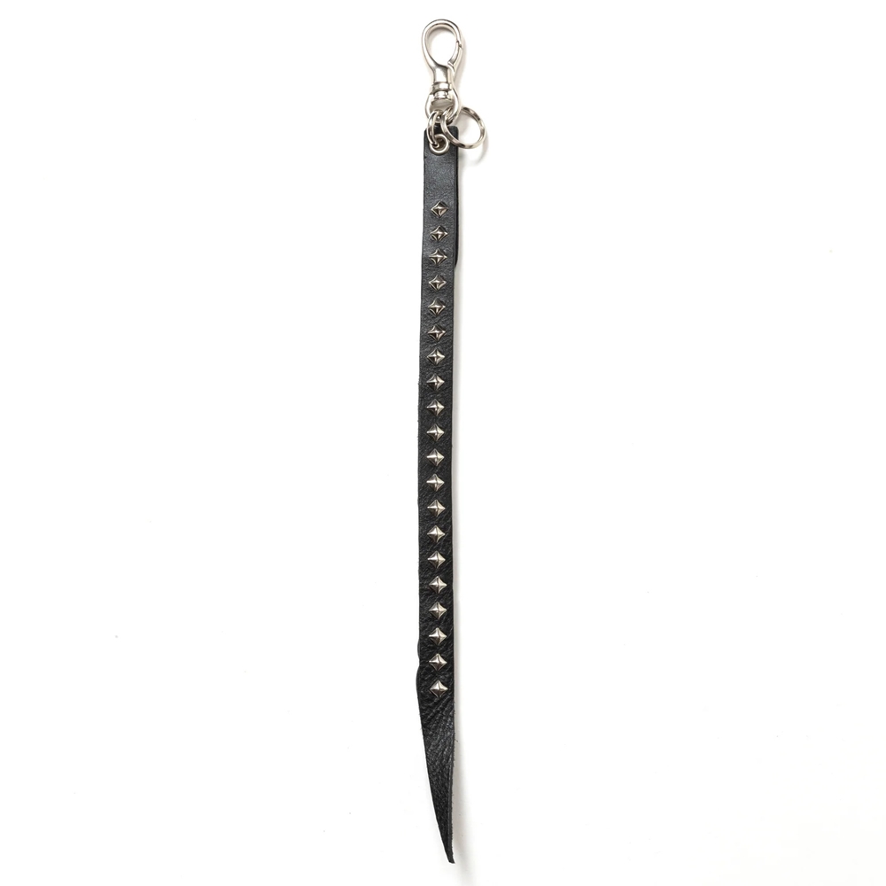 画像: CALEE/STUDS & KNITTING LEATHER LONG KEY RING（BLACK）［レザーロングキーリング-24秋冬］