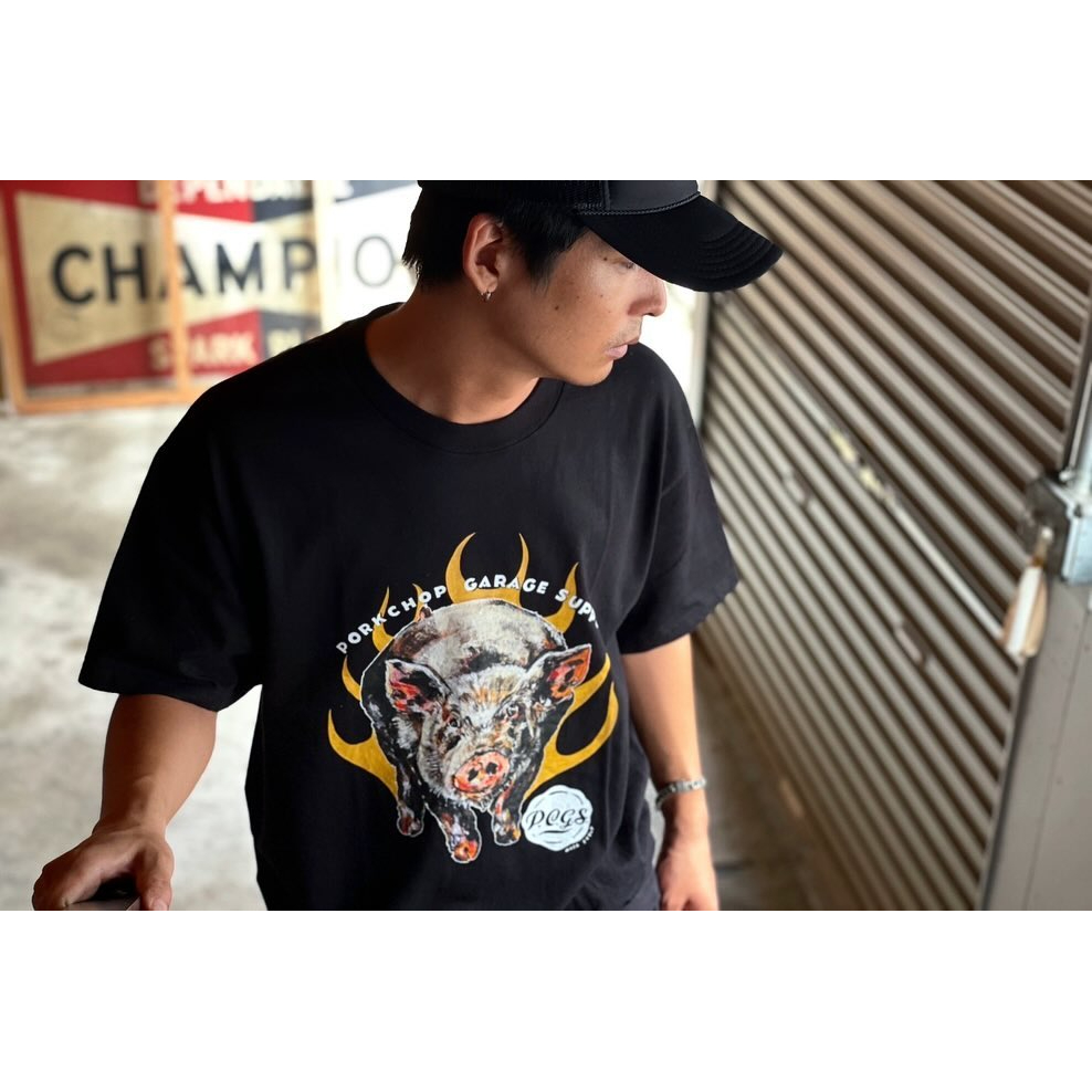 画像: PORKCHOP/MASA SCULP TEE C（BLACK）［プリントT-24秋冬］