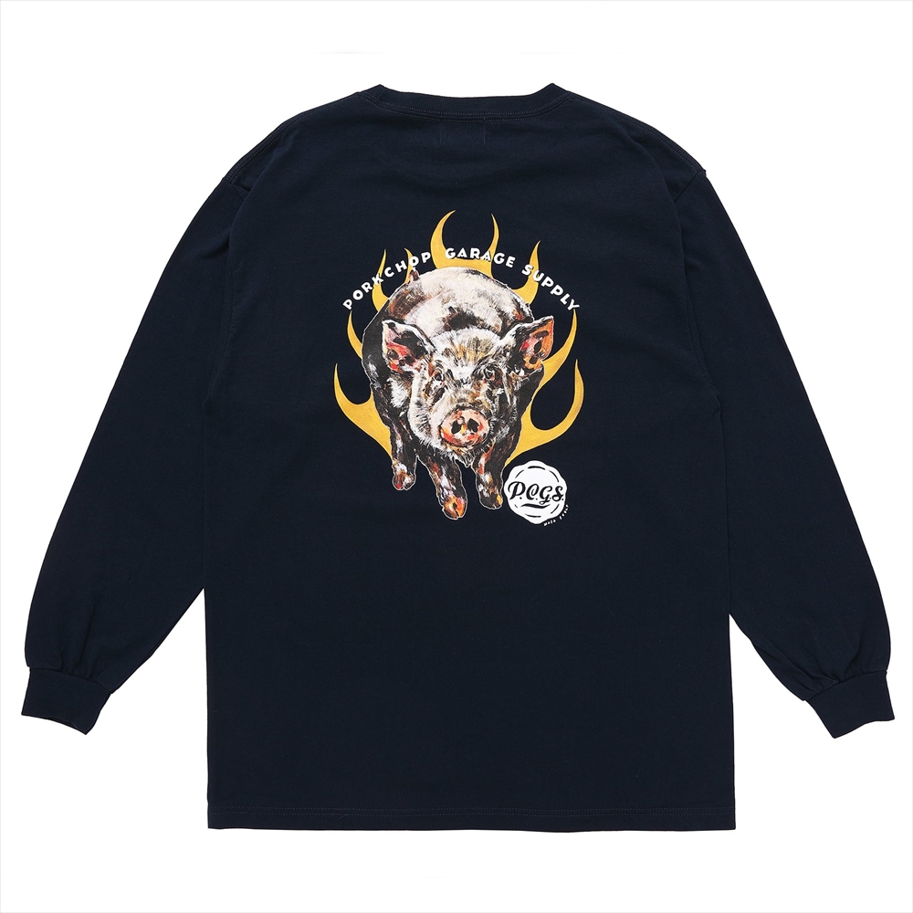 画像: PORKCHOP/MASA SCULP L/S TEE C（NAVY）［プリント長袖T-24秋冬］