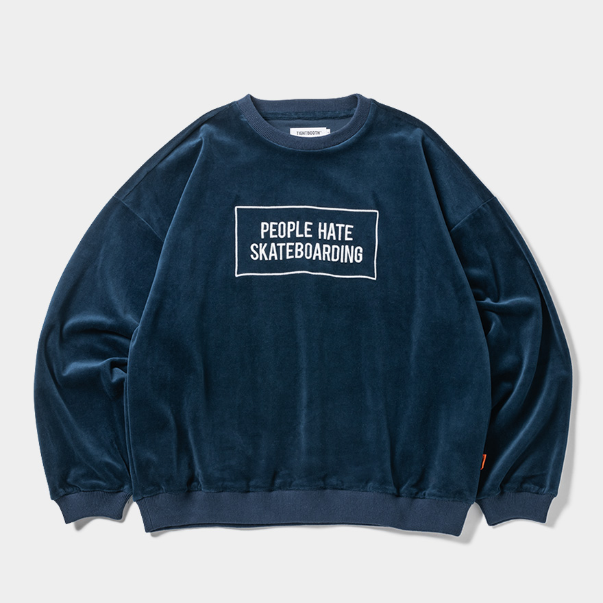 画像: TIGHTBOOTH/PEOPLE HATE SKATE VELOUR L/S（Navy）［ベロア長袖-24秋冬］