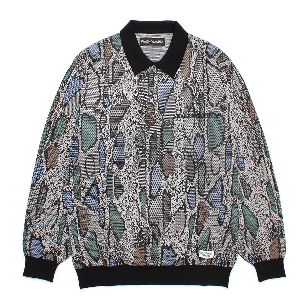 画像: WACKO MARIA/PYTHON JACQUARD KNIT POLO SHIRT（LIGHT GRAY）［パイソンジャガードニットポロ-24秋冬］