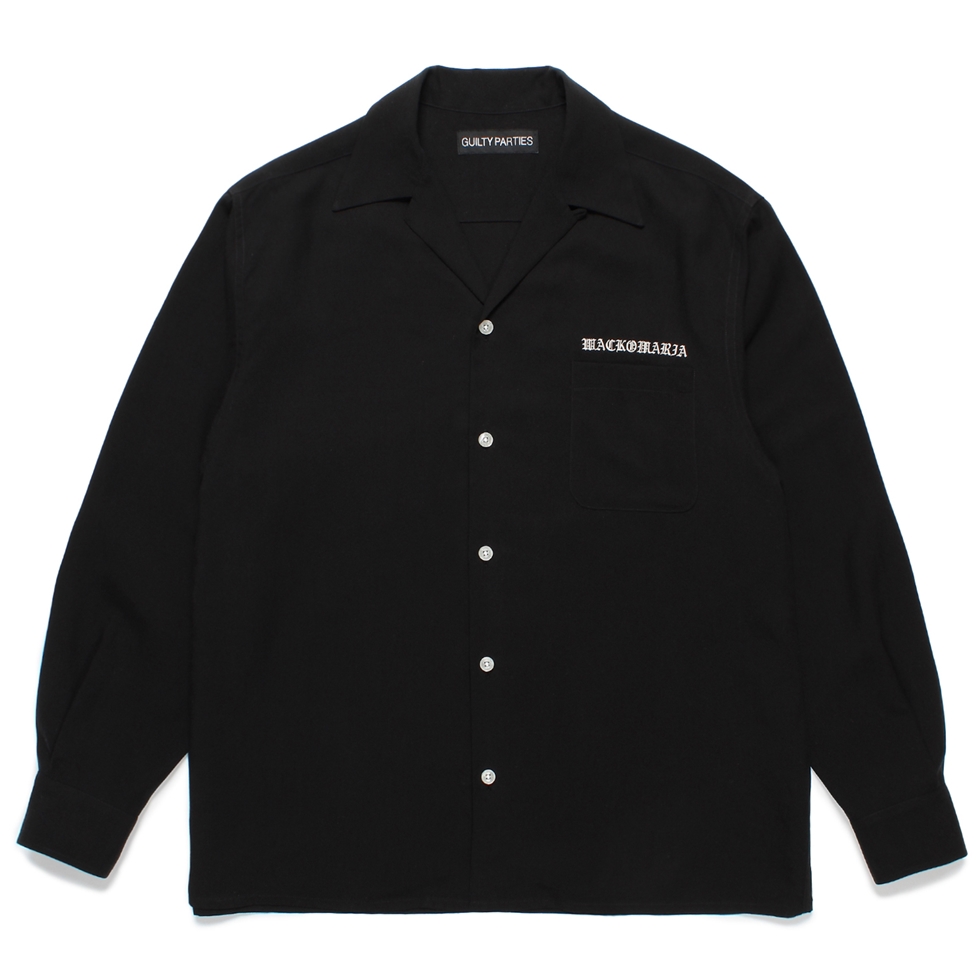 画像1: WACKO MARIA/50'S OPEN COLLAR SHIRT（BLACK）［50'Sオープンカラーシャツ-24秋冬］ (1)