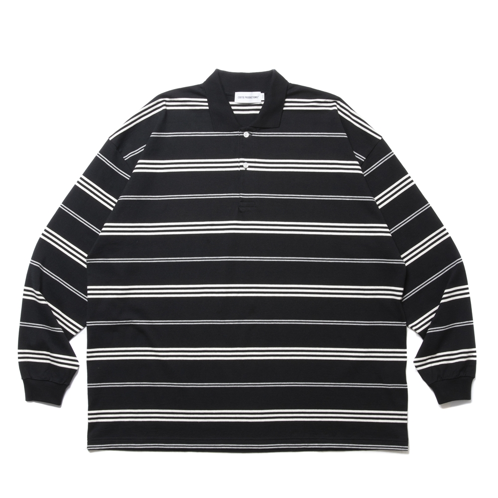 画像: COOTIE PRODUCTIONS/Border L/S Polo（Black）［ボーダー長袖ポロ-24秋冬］