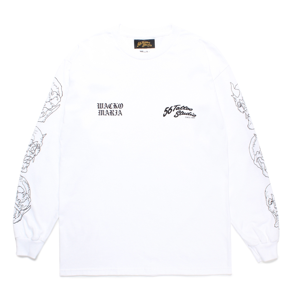 画像1: WACKO MARIA/56 TATTOO STUDIO / LONG SLEEVE T-SHIRT（WHITE）［プリント長袖T-24秋冬］ (1)