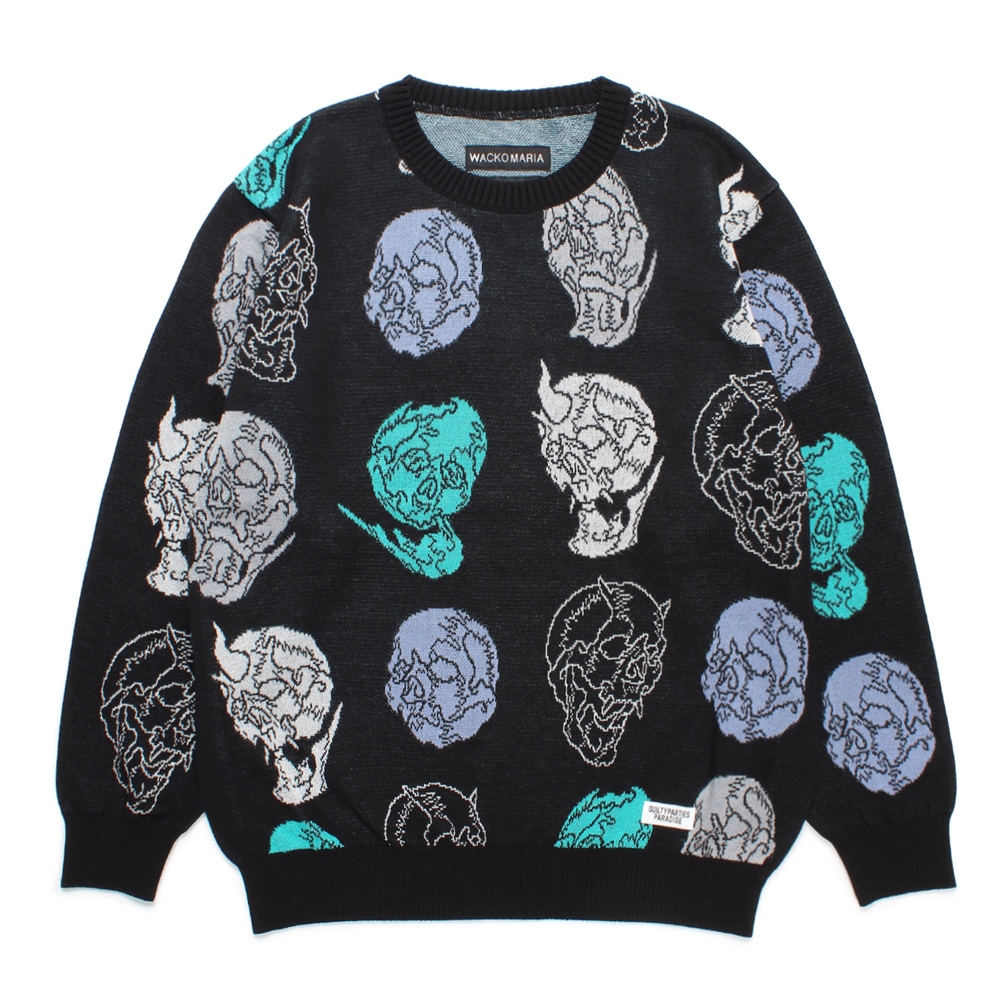 画像: WACKO MARIA/56 TATTOO STUDIO / JACQUARD KNIT SWEATER（BLACK）［ジャガードセーター-24秋冬］