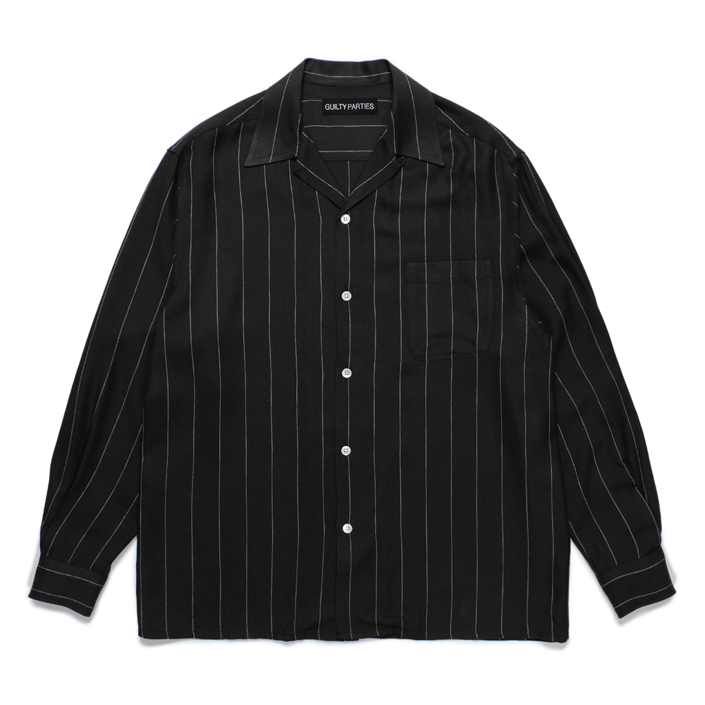 画像: WACKO MARIA/STRIPED OPEN COLLAR SHIRT（BLACK）［ストライプオープンカラーシャツ-24秋冬］