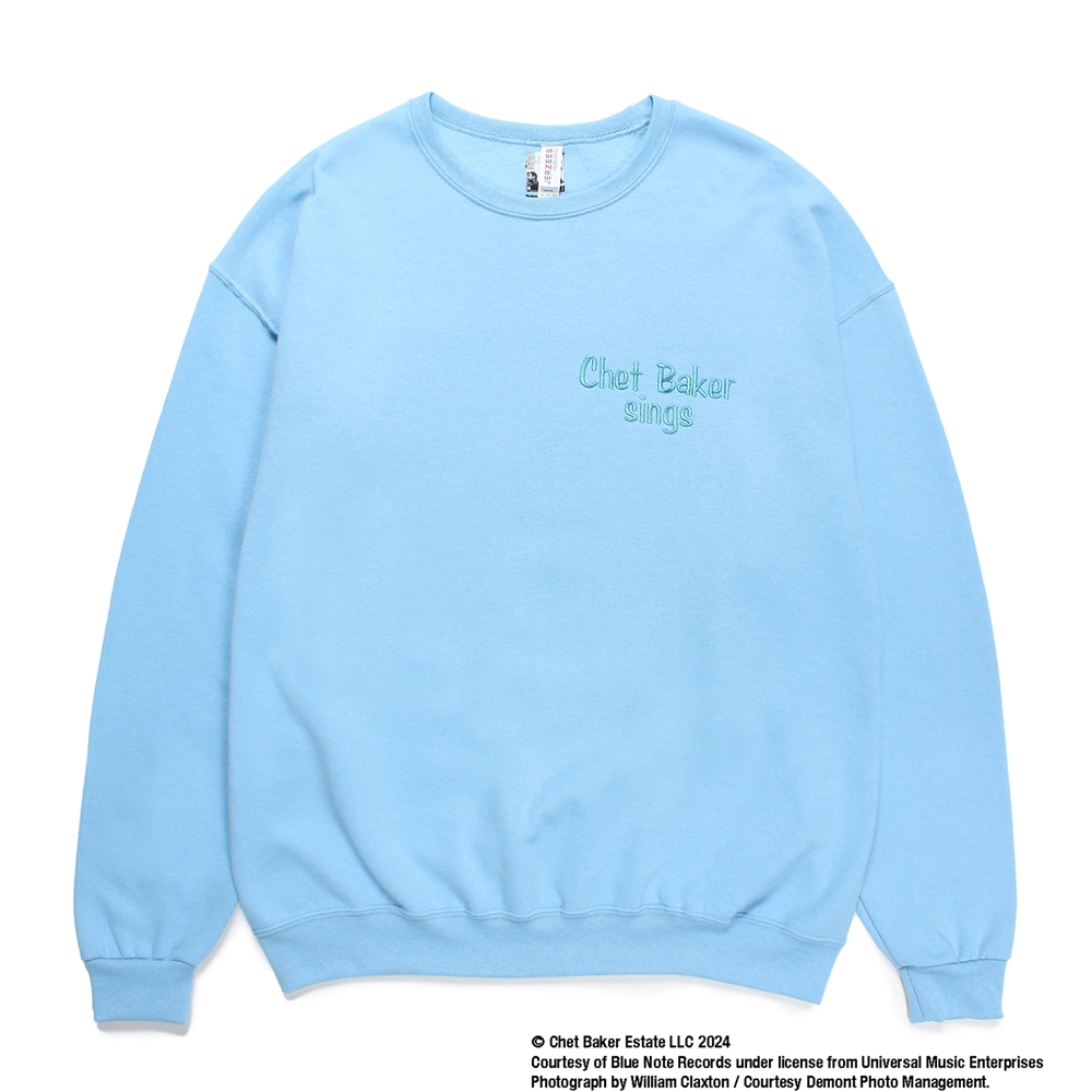 WACKO MARIA/CHET BAKER / SWEAT SHIRT（BLUE）［クルーネックスウェット-24秋冬］ - JONAS