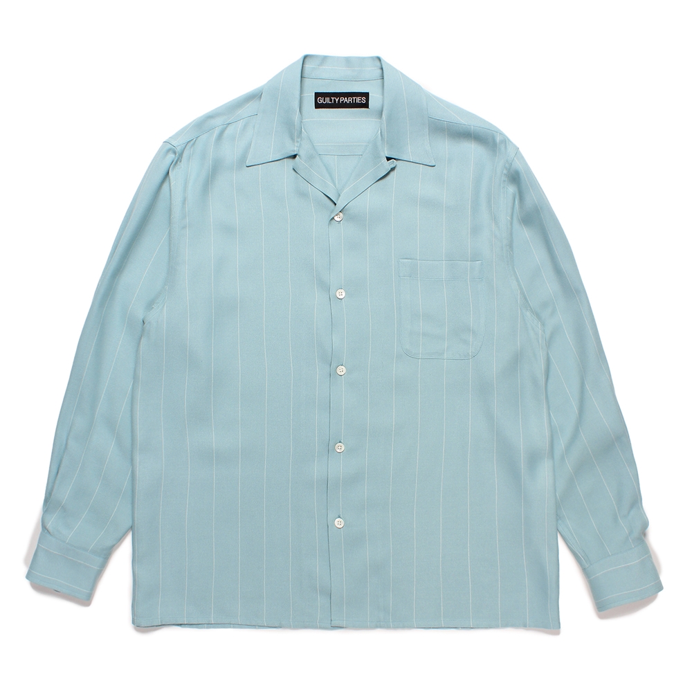 画像: WACKO MARIA/STRIPED OPEN COLLAR SHIRT（MINT）［ストライプオープンカラーシャツ-24秋冬］