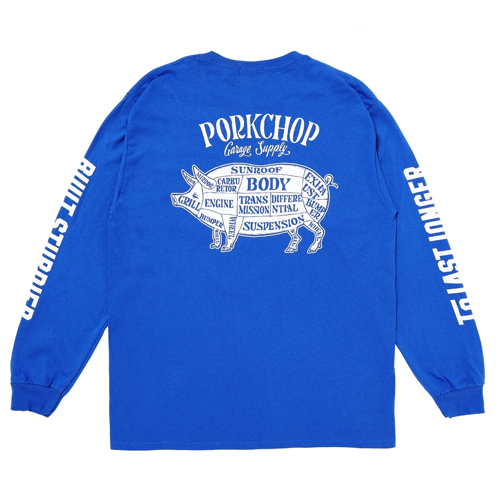 画像: PORKCHOP/PORK BACK L/S TEE（ROYAL）［プリント長袖T-24秋冬］