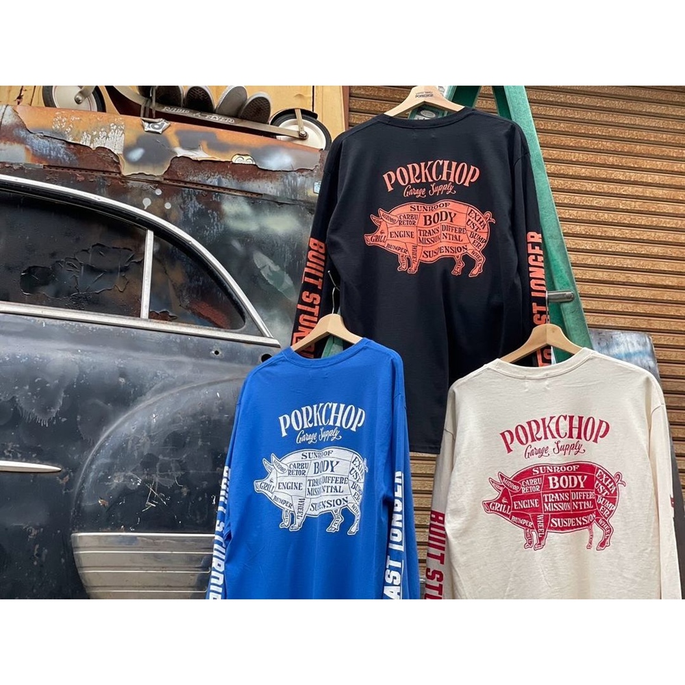 画像: PORKCHOP/PORK BACK L/S TEE（ROYAL）［プリント長袖T-24秋冬］