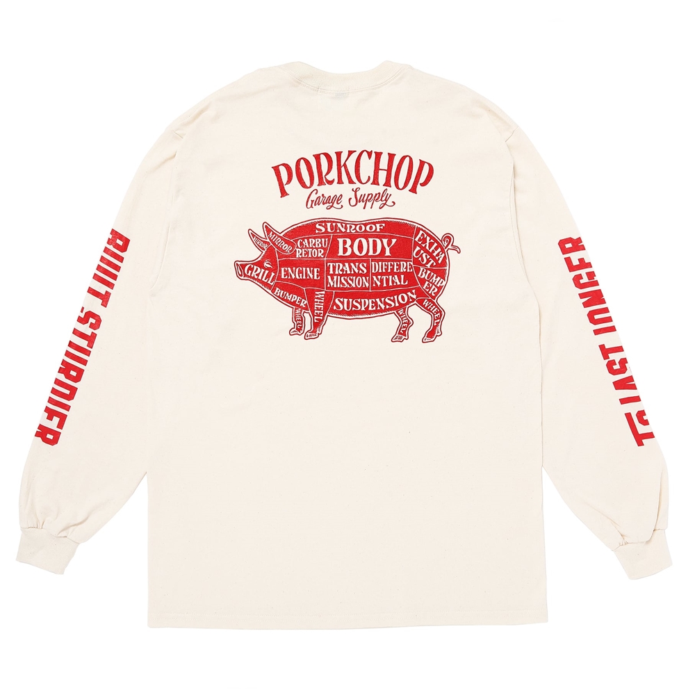 画像: PORKCHOP/PORK BACK L/S TEE（NATURAL）［プリント長袖T-24秋冬］