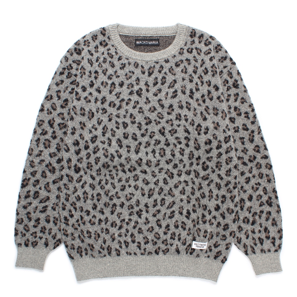 画像: WACKO MARIA/LEOPARD JACQUARD MOHAIR KNIT SWEATER（GRAY）［レオパードモヘアセーター-24秋冬］