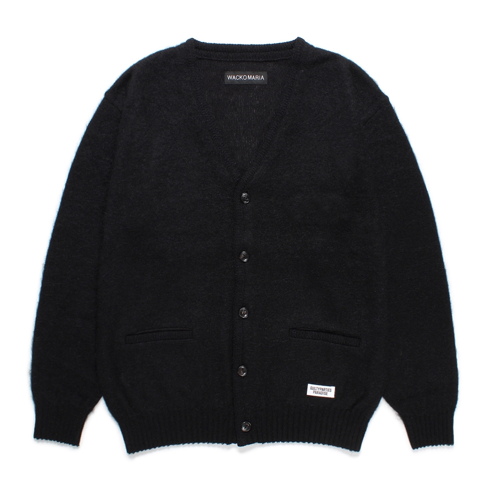 画像1: WACKO MARIA/MOHAIR KNIT CARDIGAN（BLACK）［モヘアカーディガン-24秋冬］ (1)