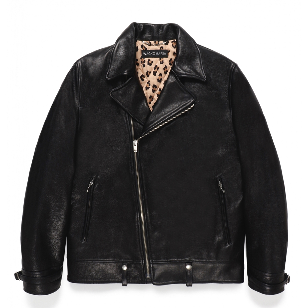 WACKO MARIA/LEATHER DOUBLE RIDERS JACKET（BLACK）［レザーダブル 