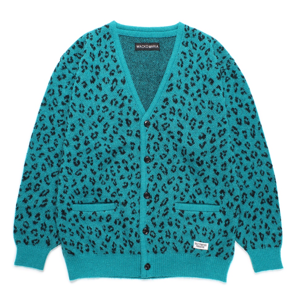 画像1: WACKO MARIA/LEOPARD JACQUARD MOHAIR KNIT CARDIGAN（BLUE）［レオパードモヘアカーディガン-24秋冬］ (1)