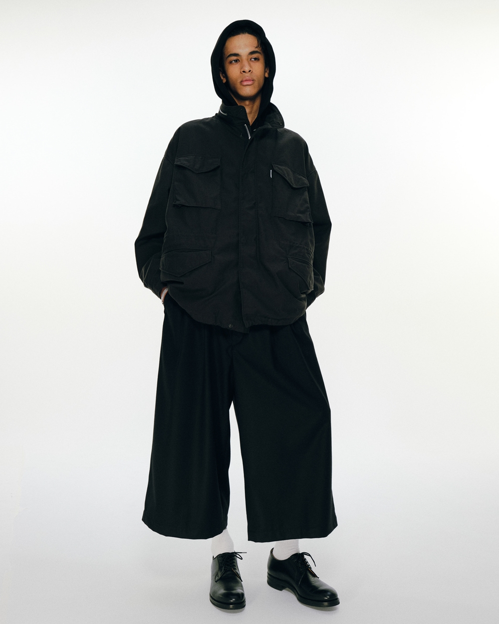 画像: COOTIE PRODUCTIONS/CA/W Flannel Shin Cut Wide Easy Trousers（Black）［シンカットワイドイージートラウザース-24秋冬］