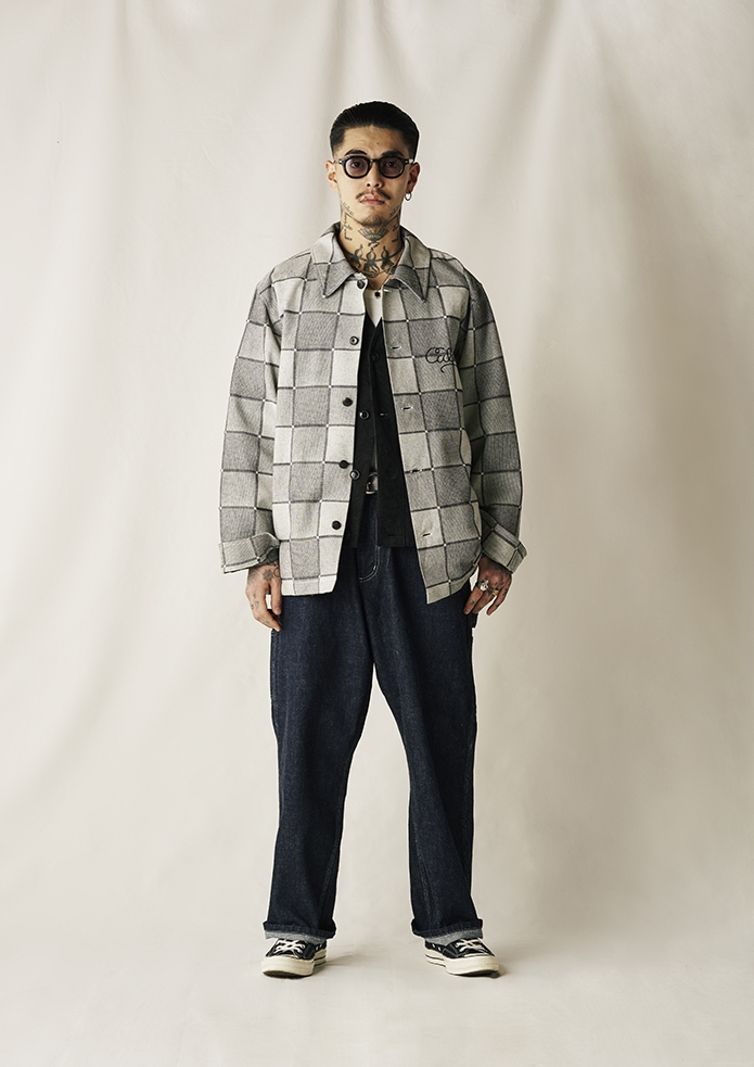 画像: CALEE/BLOCK CHECK OVER SIZE SHIRT JACKET（IVORY）［ブロックチェックオーバーサイズシャツJKT-24秋冬］