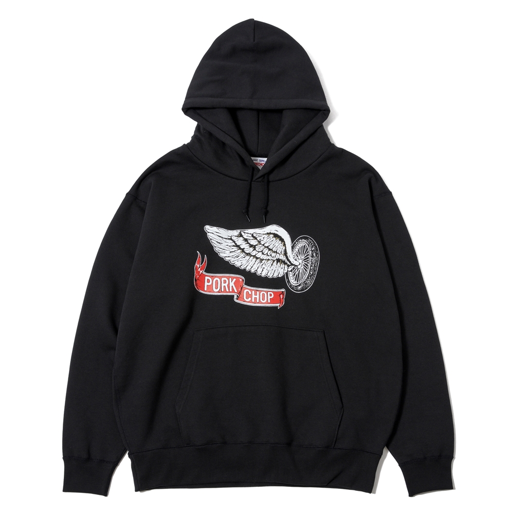 画像: PORKCHOP/FLYING WEEL  P HOODED（×MASSES）（BLACK）［プルオーバーパーカー-24秋冬］