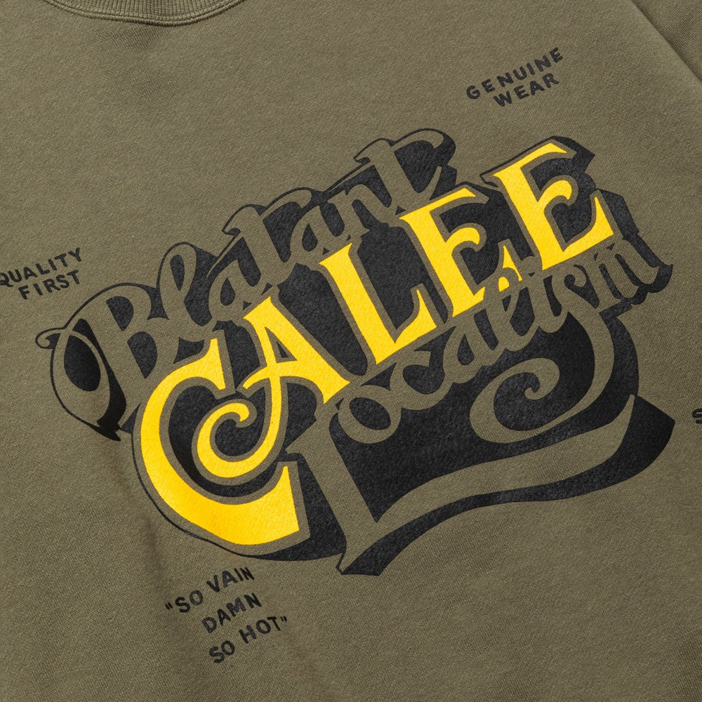 画像: CALEE/CAL BL LOGO CREW NECK SW ＜NATURALLY PAINT DESIGN＞（OLIVE）［クルーネックスウェット-24秋冬］