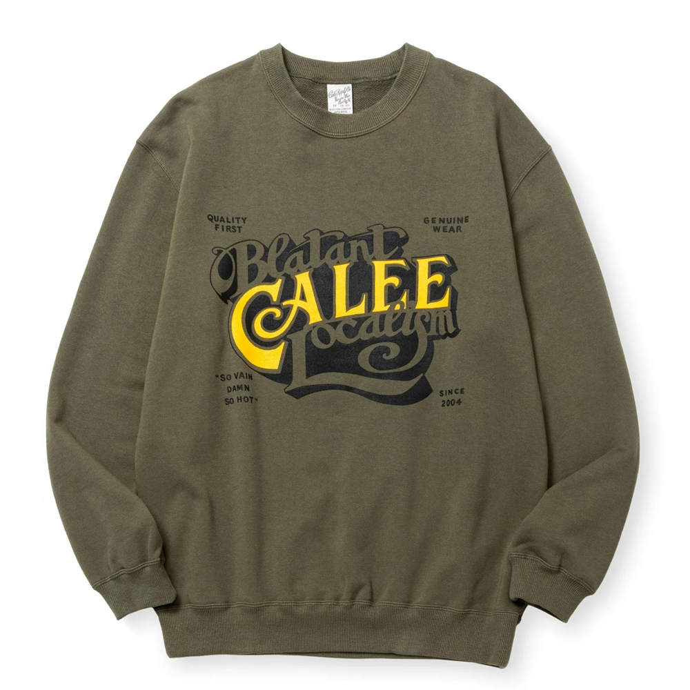 画像: CALEE/CAL BL LOGO CREW NECK SW ＜NATURALLY PAINT DESIGN＞（OLIVE）［クルーネックスウェット-24秋冬］