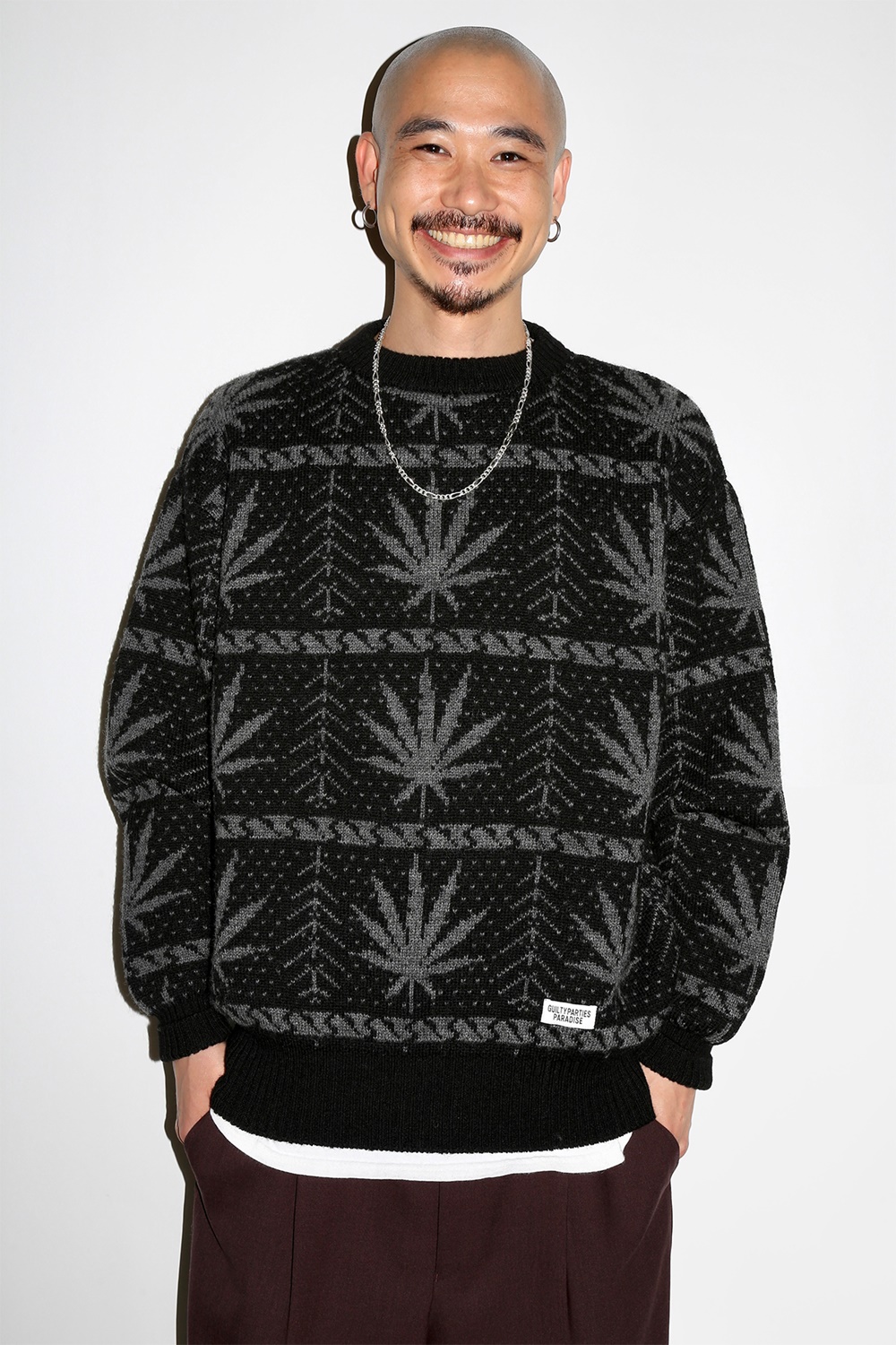 画像: WACKO MARIA/HIGH TIMES / JACQUARD KNIT SWEATER（BLACK）［ジャガードセーター-24秋冬］