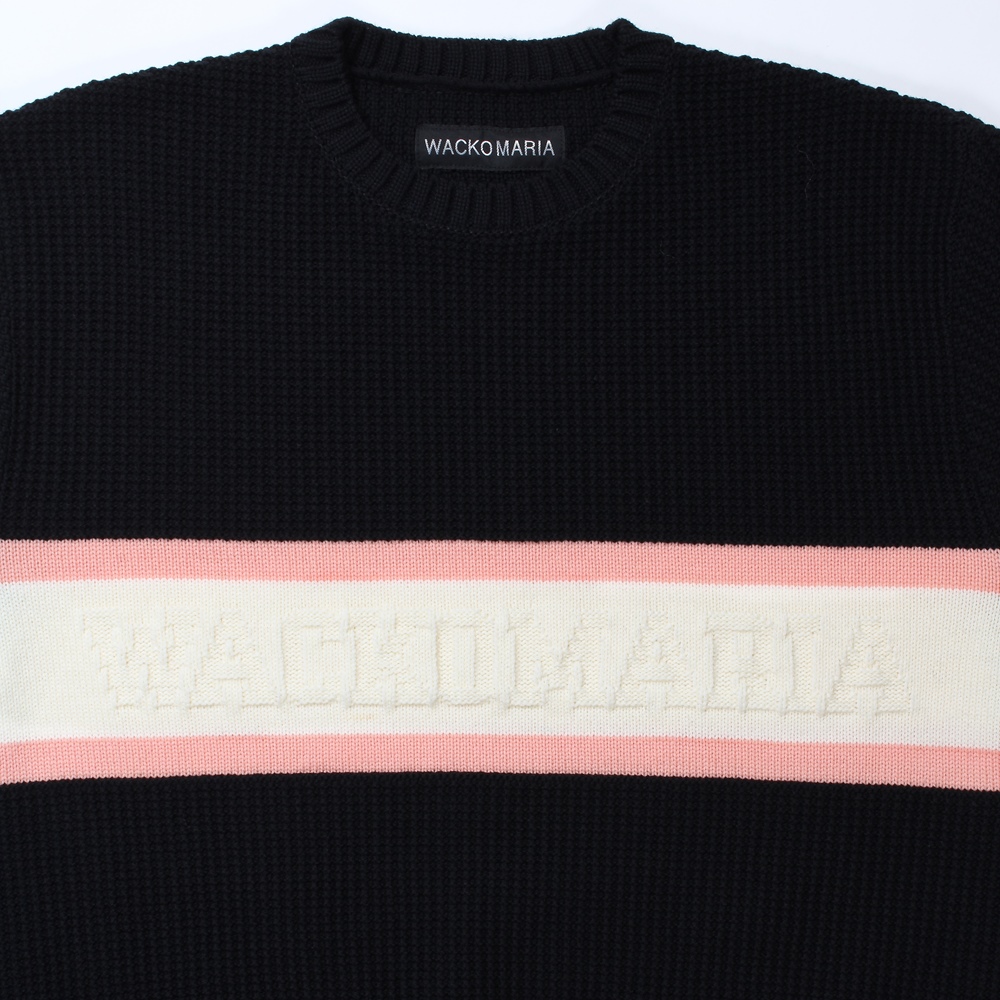 画像: WACKO MARIA/LOGO JACQUARD KNIT SWEATER（BLACK）［ロゴジャガードセーター-24秋冬］