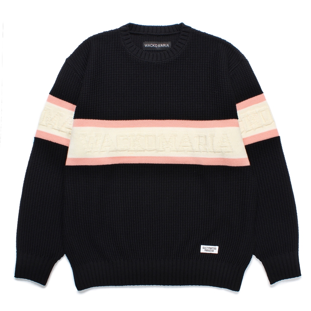 画像: WACKO MARIA/LOGO JACQUARD KNIT SWEATER（BLACK）［ロゴジャガードセーター-24秋冬］