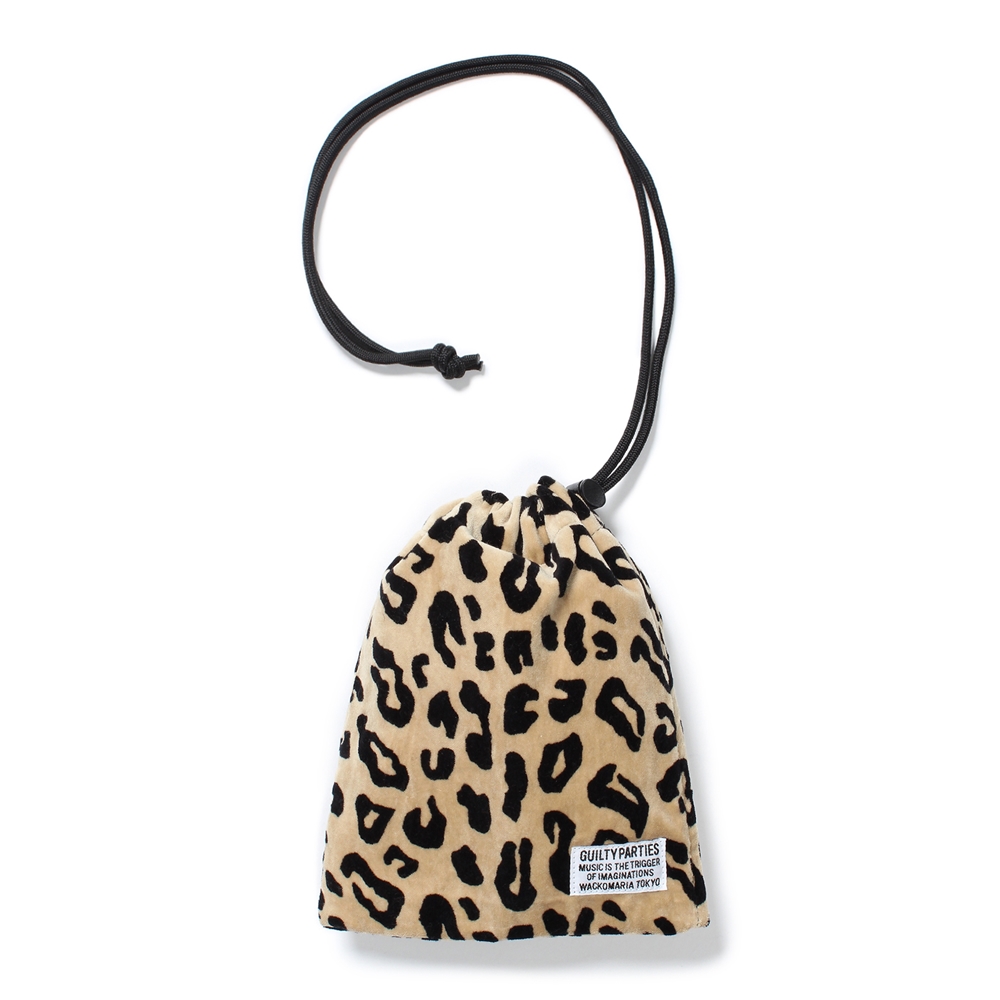 画像: WACKO MARIA/DRAWSTRING BAG（LEOPARD VELVET）［ドローストリングバッグ-24秋冬］