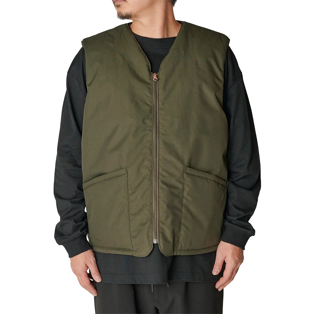 画像: CALEE/TASLAN NYLON PADDED WAIST COAT（DARK OLIVE）［ナイロンパデッドベスト-24秋冬］