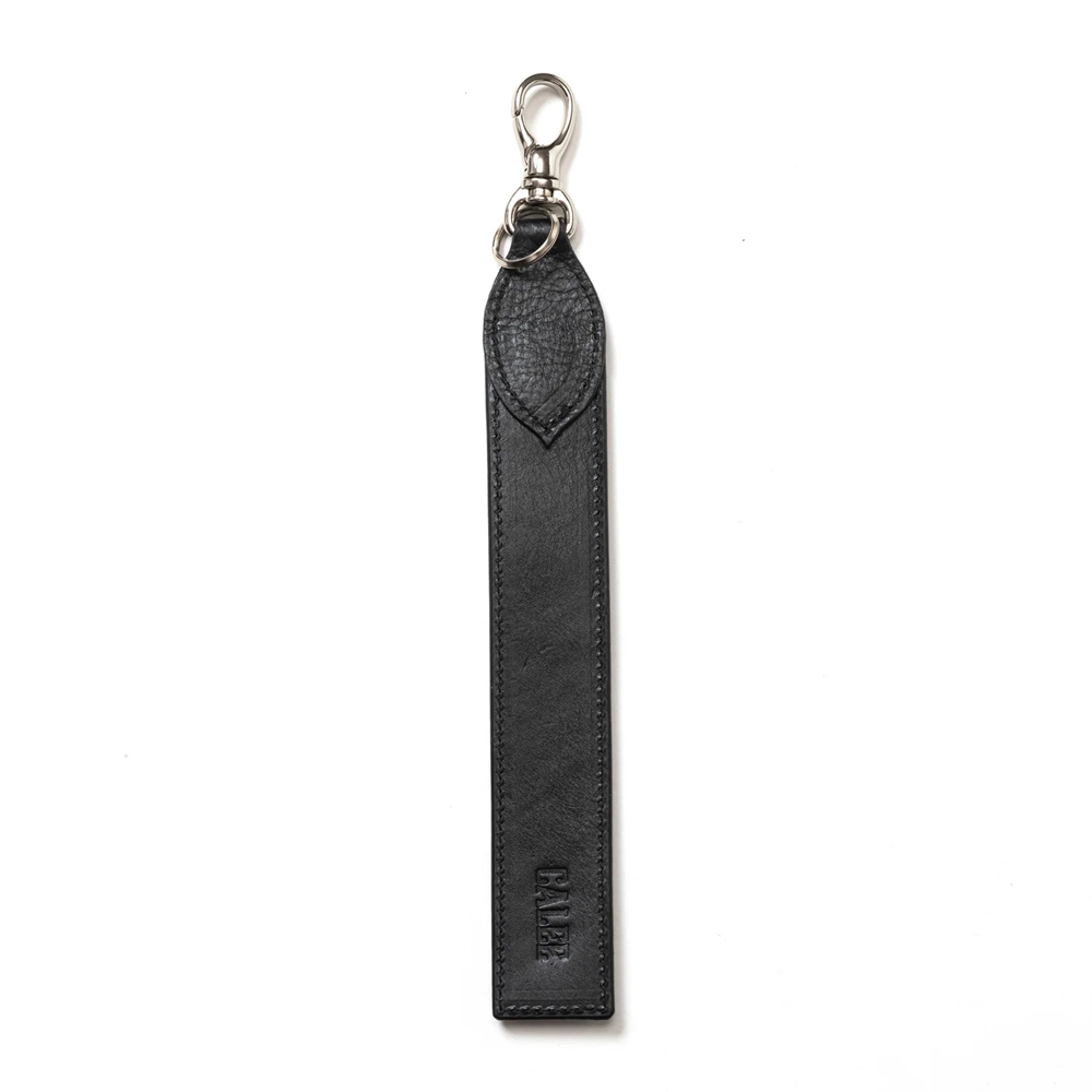 画像: CALEE/STUDS LEATHER FLAT LONG KEY RING（BLACK）［ロングキーリング-24秋冬］