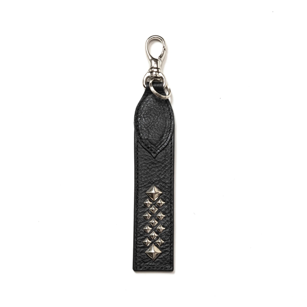 画像: CALEE/STUDS LEATHER FLAT SHORT KEY RING（BLACK）［ショートキーリング-24秋冬］